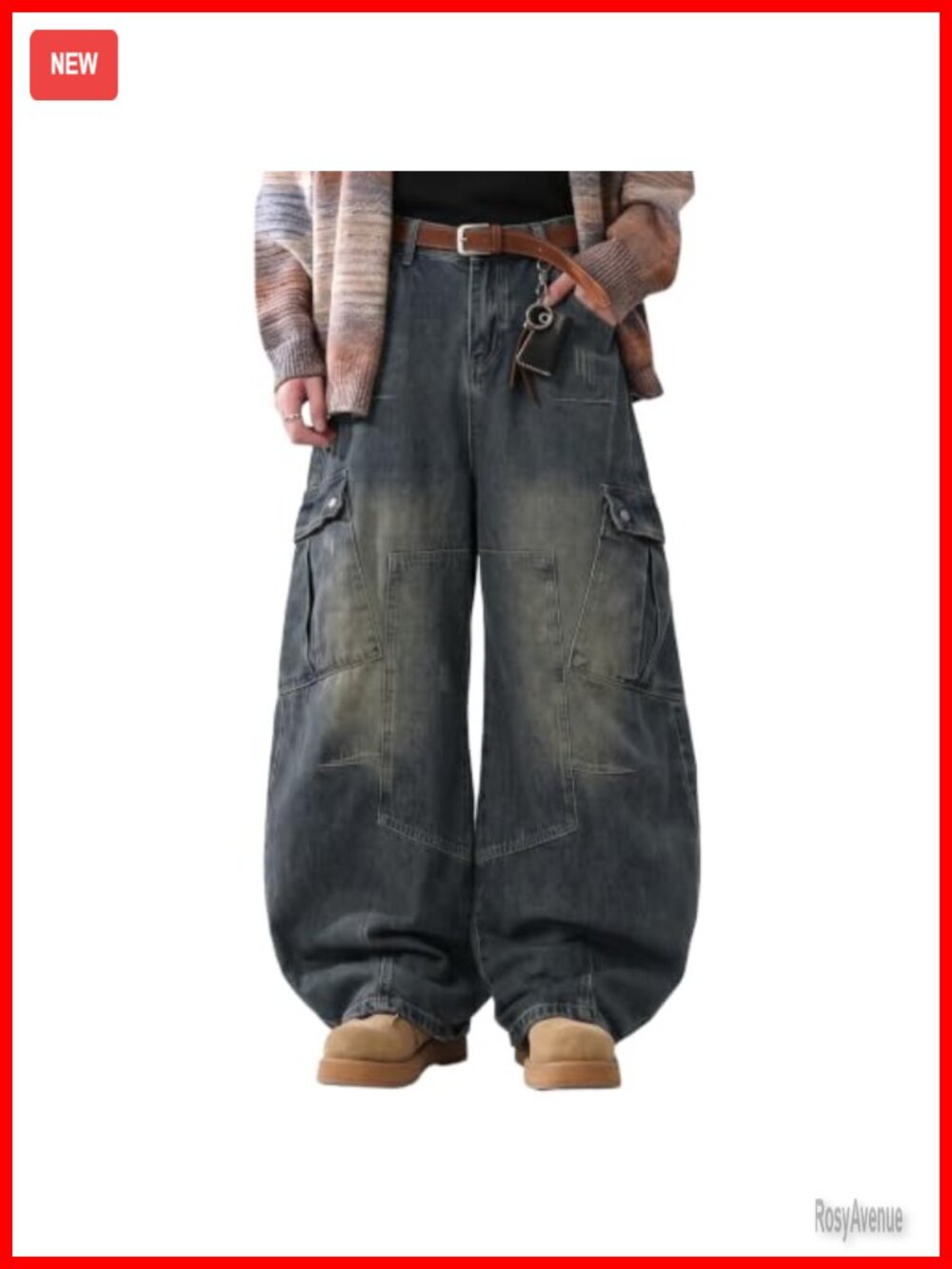 Baggy Wide Leg Barrel Cargo Jeans Loose Fit Denim Low Rise Streetwear Pants